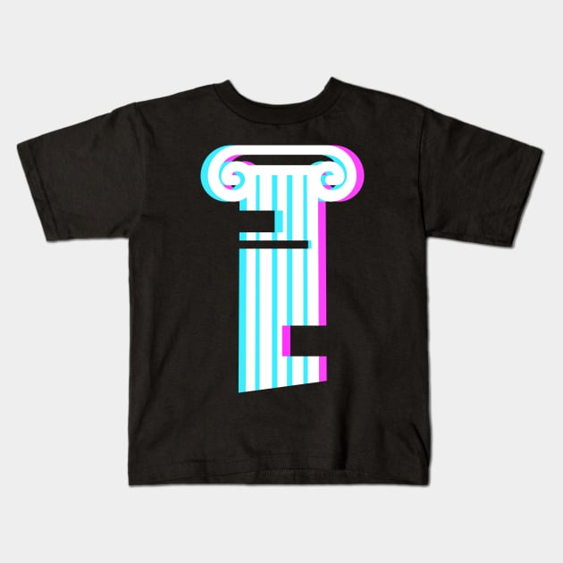 Glitch Vaporwave Greek Column Kids T-Shirt by MeatMan